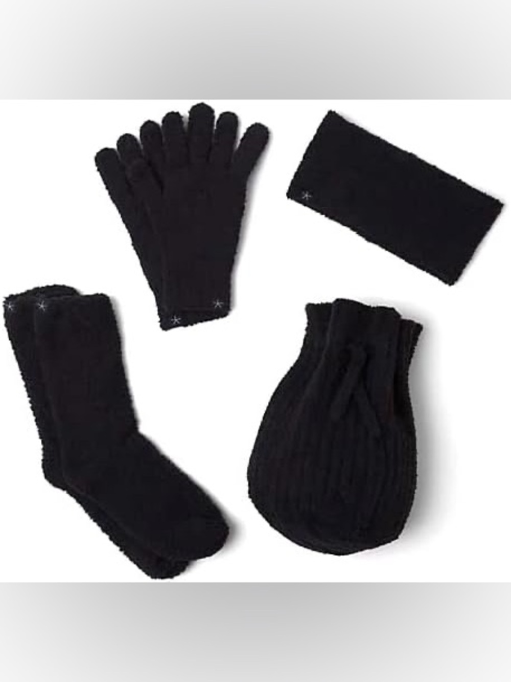 Barefoot dreams cozy chic Black Knit Glove, sock Set